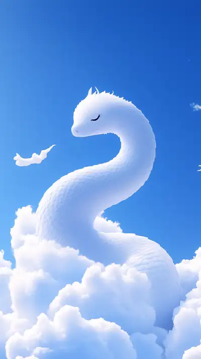 Rồng Đám Mây - Hình Nền AI Art Xanh Dương 4K