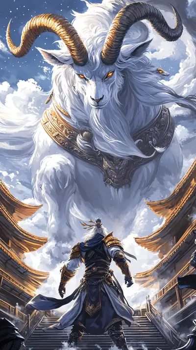 Samurai Phong Thủy - Linh Vật Mây Vàng AI Art 4K