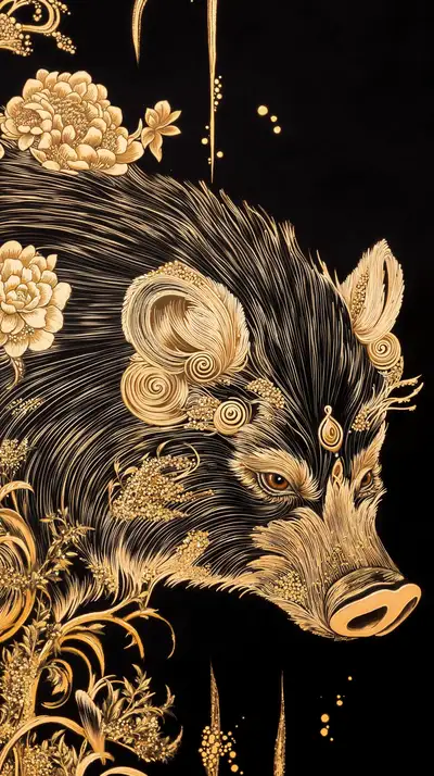 Lợn Vàng Phong Thủy - Hình Nền AI Art Decor 4K