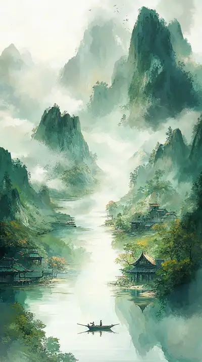 Sơn Thủy Núi Sương - Hình Nền AI Art 4K Việt Nam