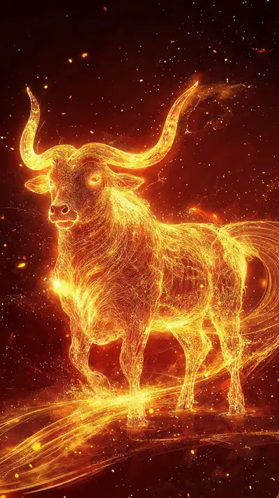 Trâu Vàng Phong Thủy - AI Art Neon Cosmic 4K