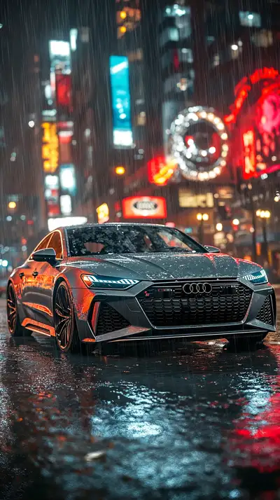 Audi RS Cam Cyberpunk - Hình Nền AI Art 4K Neon City