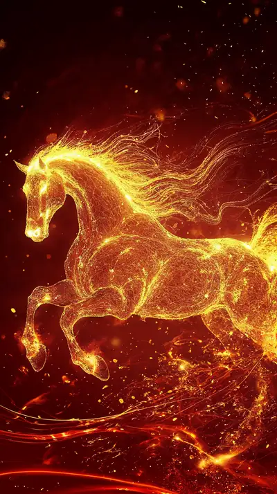 Ngựa Lửa Neon Cosmic - Hình Nền AI Art 4K