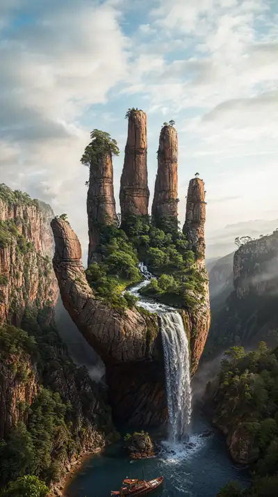 Bàn Tay Khổng Lồ Thác Nước - AI Art Surreal 4K