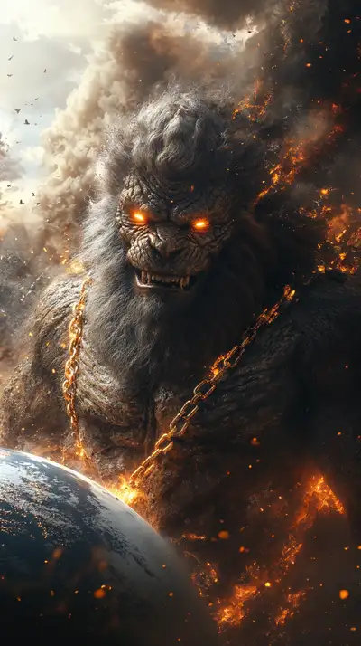 Vua Khỉ Vũ Trụ - Lửa Cosmic Huyền Thoại - Hình Nền AI Art 4K