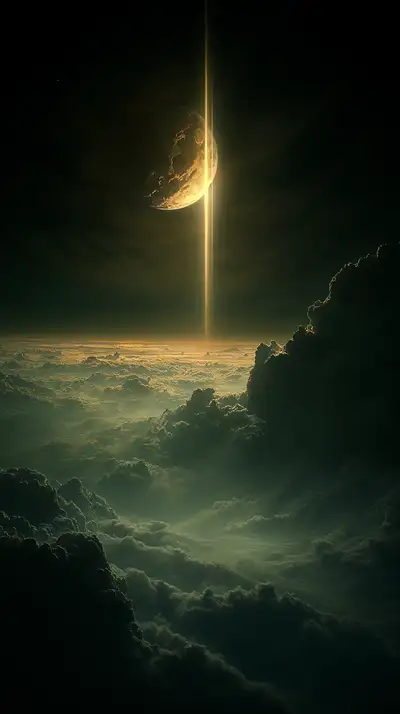 Mặt Trăng Vàng Tâm Linh - Hình Nền AI Art 4K Đêm