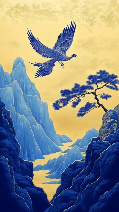 Phượng Hoàng Bay Thung Lũng Xanh - Hình Nền AI Art 4K