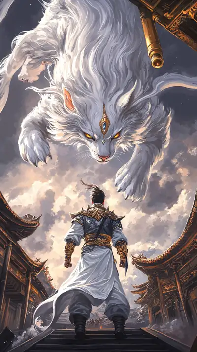 Rồng Thần Bạc - Hình Nền AI Art 4K Fantasy Oriental