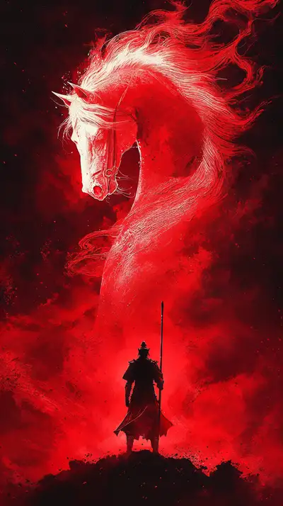 Ngựa Lửa Fantasy - Chiến Binh Huyền Thoại Hình Nền AI Art