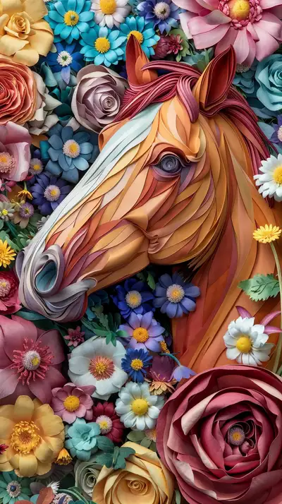 Mã Vàng Cam Giữa Hoa Nở - Hình Nền AI Art 4K