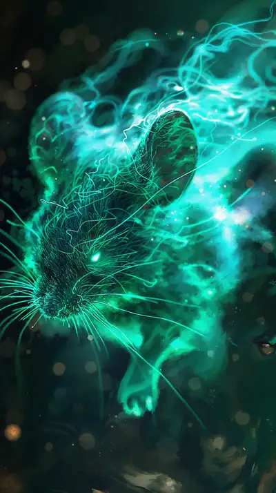 Chuột Neon Cyan - Hình Nền AI Art 4K Cyberpunk