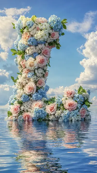 Hoa Tường Vi Trôi Trên Nước - Hình Nền Siêu Thực AI Art 4K