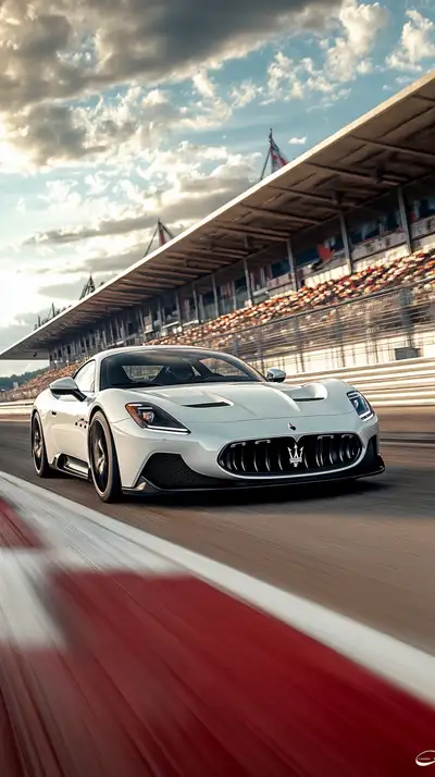 Siêu Xe Trắng Tại Đường Đua - Hình Nền AI Art 4K