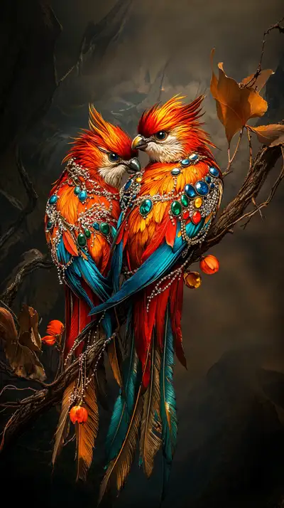 Vẹt Macaw Lãng Mạn - Hình Nền AI Art 4K