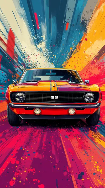 Chevrolet Camaro SS Pop Art - Hình Nền AI Art Neon 4K