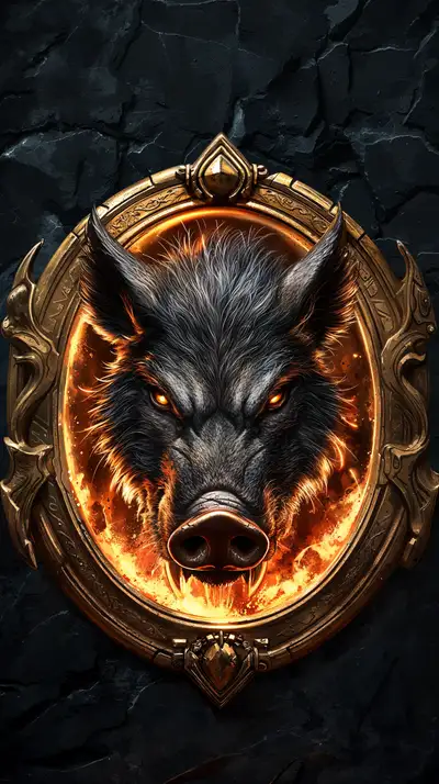 Sói Lửa Khung Vàng - Hình Nền AI Art Huyền Bí 4K