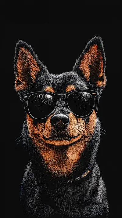 Chó Pinscher Đeo Kính Mát - Pop Art AI Wallpaper 4K