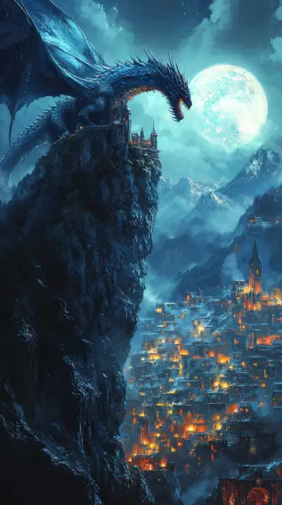 Rồng Canh Giữ Lâu Đài - Hình Nền AI Art Phong Thủy 4K