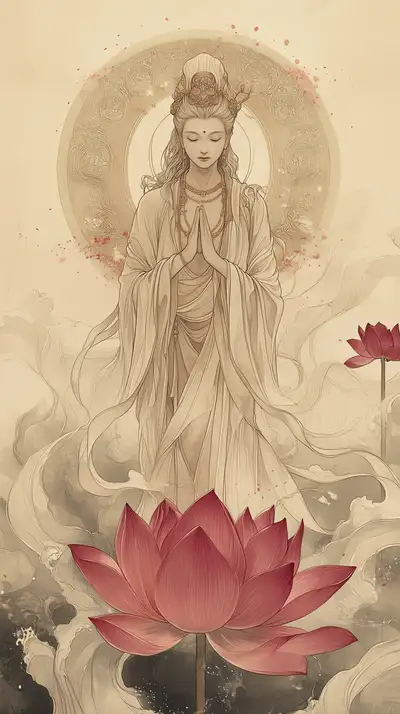 Nữ Thần Quan Âm Sen - Hình Nền AI Art Tâm Linh 4K