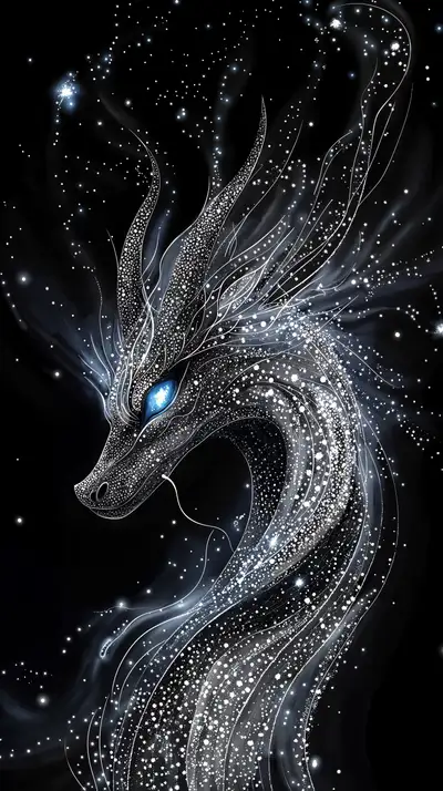 Rồng Vũ Trụ Neon - Hình Nền AI Art Cosmic