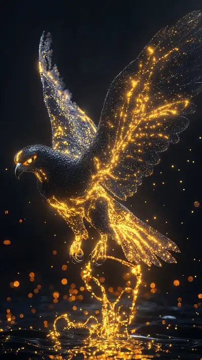 Phượng Hoàng Neon Cosmic - Hình Nền AI Art 4K