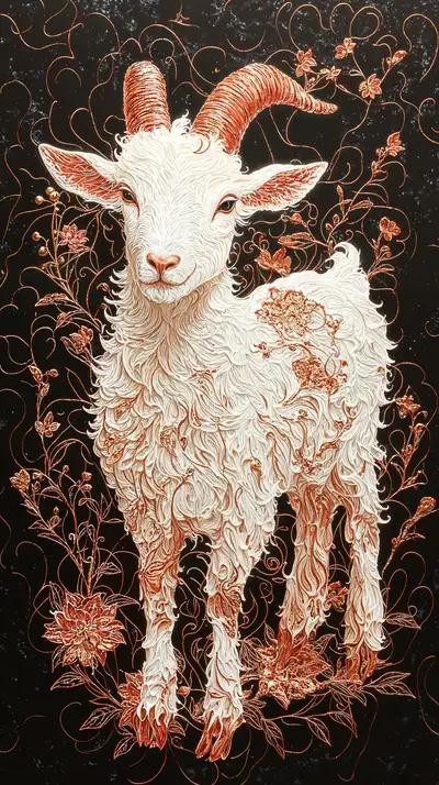 Dê Trắng Phong Thủy Neon - Hình Nền AI Art 4K