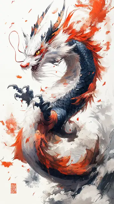 Rồng Phong Thủy Watercolor - Hình Nền AI Art 4K