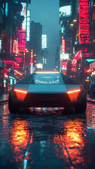 Xe Cyberpunk Neon - Hình Nền AI Art 4K Thành Phố Đêm