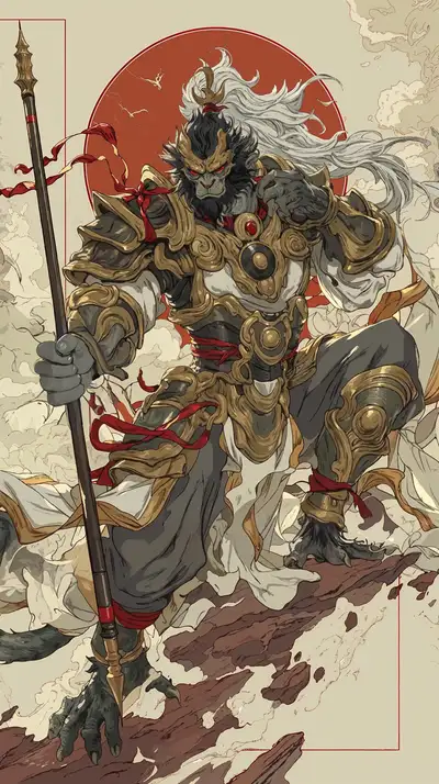 Chiến Binh Rồng Á Đông - Hình Nền AI Art Retro 4K