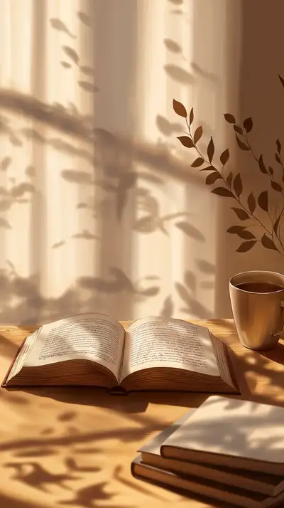 Sách Mở Ánh Sáng Vàng - Hình Nền AI Art Minimalist 4K