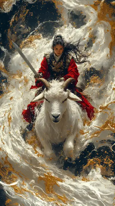 Dê Trắng Phong Thủy - Cô Gái Thiên Thần Cosmic AI Art 4K