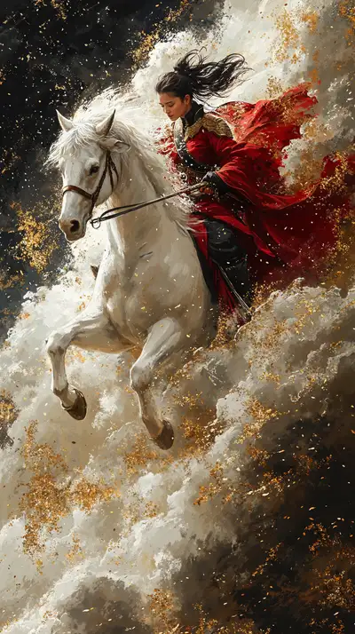 Chiến Binh Ngựa Trắng - Hình Nền AI Art Cosmic 4K