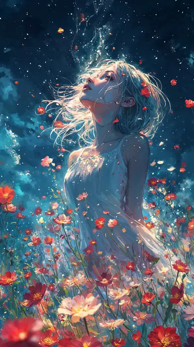 Cô Gái Vũ Trụ - Hình Nền AI Art Neon 4K