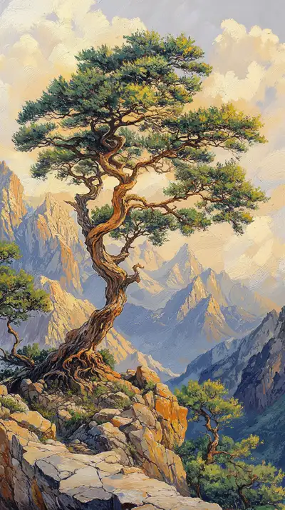 Cây Bonsai Trên Vách Đá - Phong Cảnh AI Art 4K