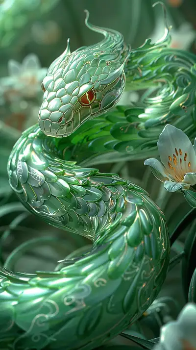 Rồng Ngọc Bích Phát Sáng - Hình Nền AI Art 4K