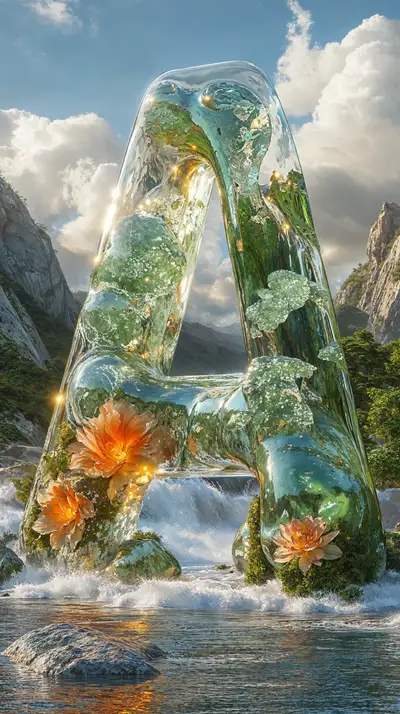 Cấu Trúc Thiên Nhiên Khổng Lồ - Thác Nước Hoa Cam AI Art 4K