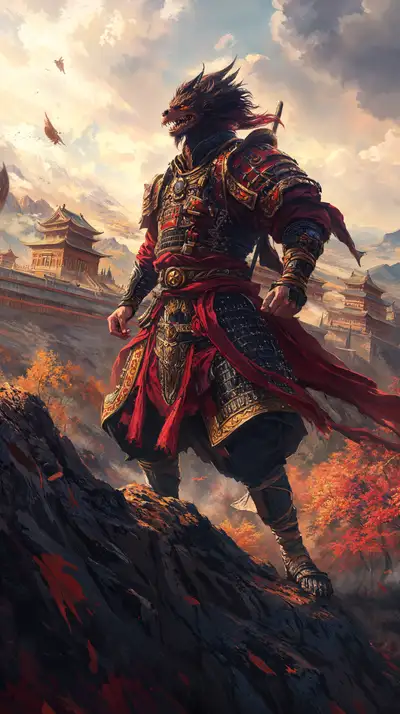 Rồng Chiến Binh Phong Thủy - Hình Nền AI Art 4K