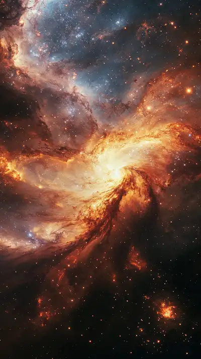 Tinh Vân Cosmic Vàng - Hình Nền AI Art Vũ Trụ 4K