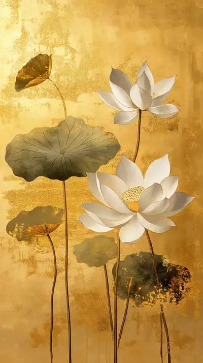 Hoa Sen Trắng Phong Thủy - Hình Nền AI Art Zen 4K