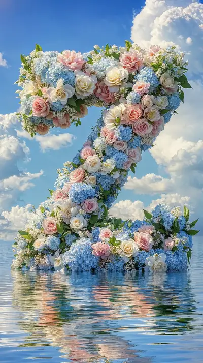 Số 7 Hoa Hồng Cẩm Tú Cầu - Hình Nền AI Art 4K Thơ Mộng