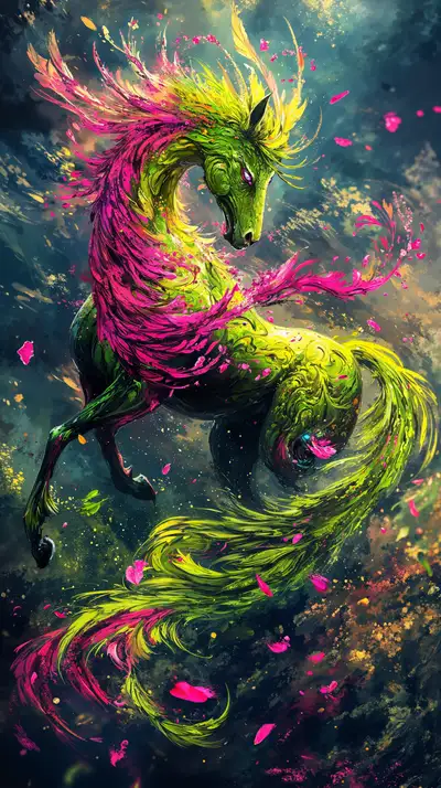 Ngựa Cosmic Neon - Hình Nền AI Art Phong Thủy 4K