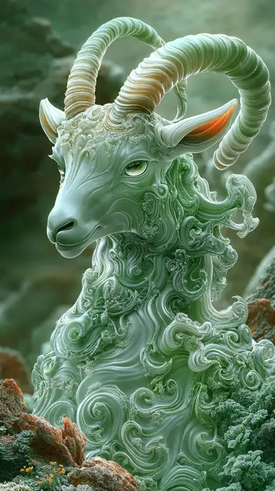 Dê Ngọc Phong Thủy - Hình Nền AI Art 4K Xanh Lá