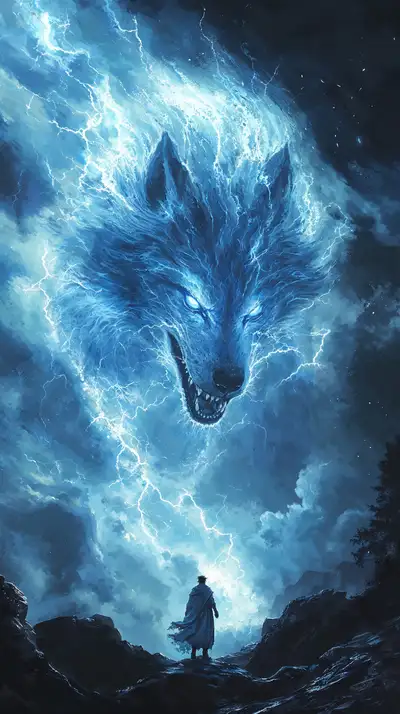 Sói Xanh Neon - Hình Nền AI Art Cyberpunk 4K