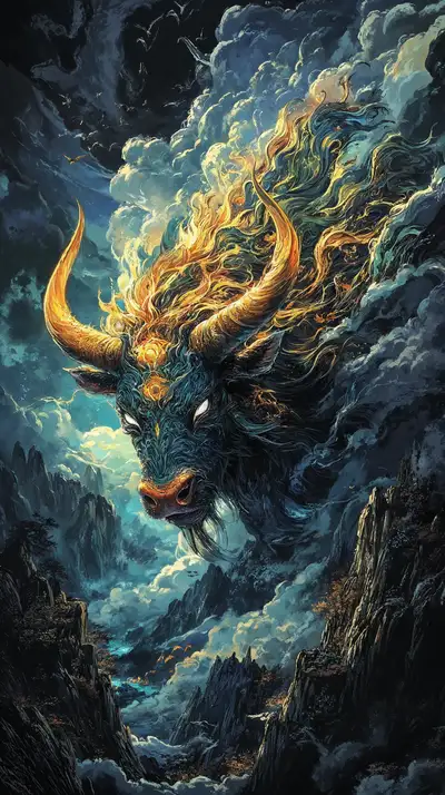 Rồng Phong Thủy Vàng - Hình Nền AI Art Cosmic 4K