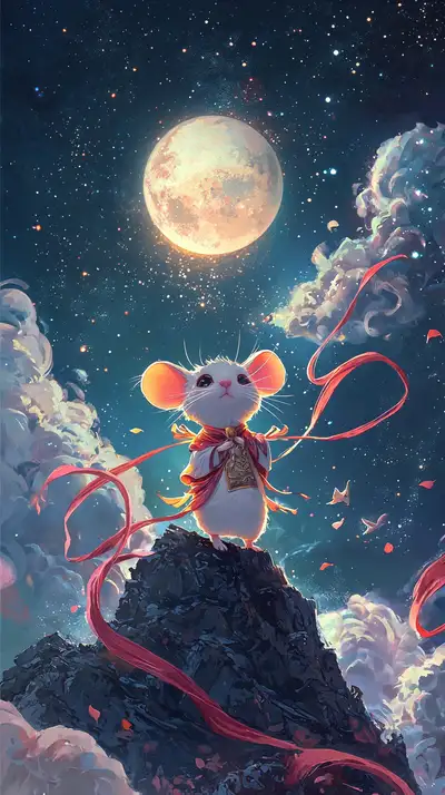 Chuột Neon Vũ Trụ - Hình Nền AI Art Cosmic 4K