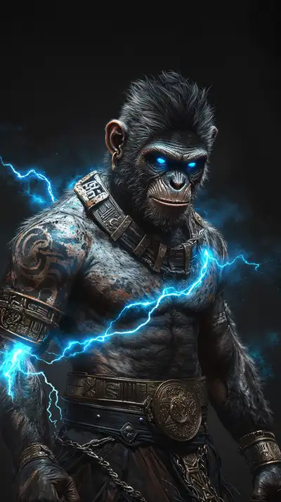 Mầu Vương Điện Xanh Neon - Hình Nền AI Art Phong Thủy 4K