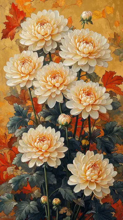 Hoa Tượng Huy Hoàng Retro - Tranh Hình Nền AI Art 4K