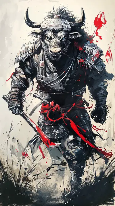 Chiến Binh Samurai Tây - Hình Nền AI Art Watercolor 4K