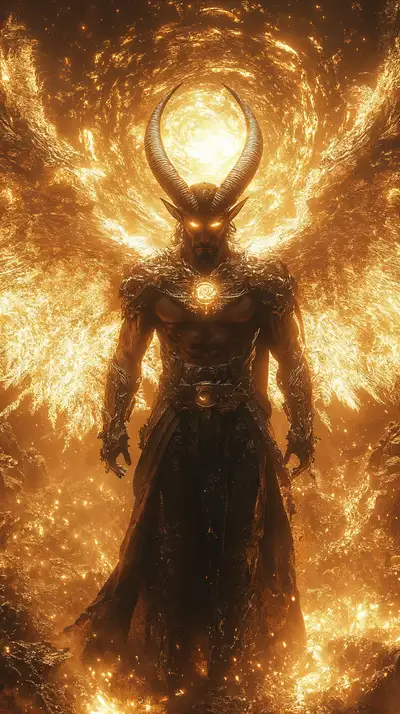 Thiên Thần Lửa Vàng - Hình Nền AI Art Cosmic 4K