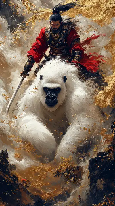 Chiến Binh Rồng & Gấu Bắc Cực - Hình Nền AI Art Fantasy